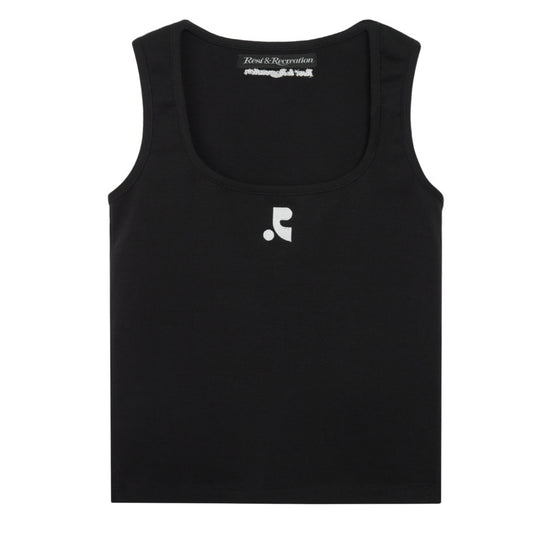 Rest & Recreation WIDE U-NECK TANK TOP - BLACK (Preorder)