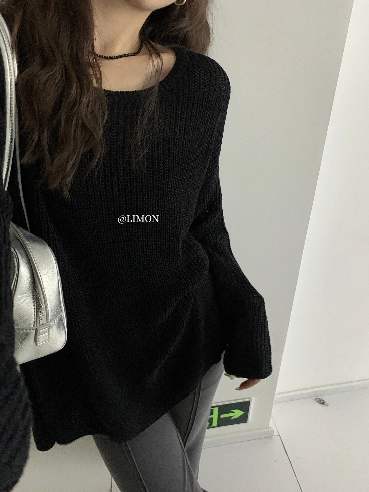 Kelly Designs Lose Fitting Black Knitting Sweatshirt (Instock)