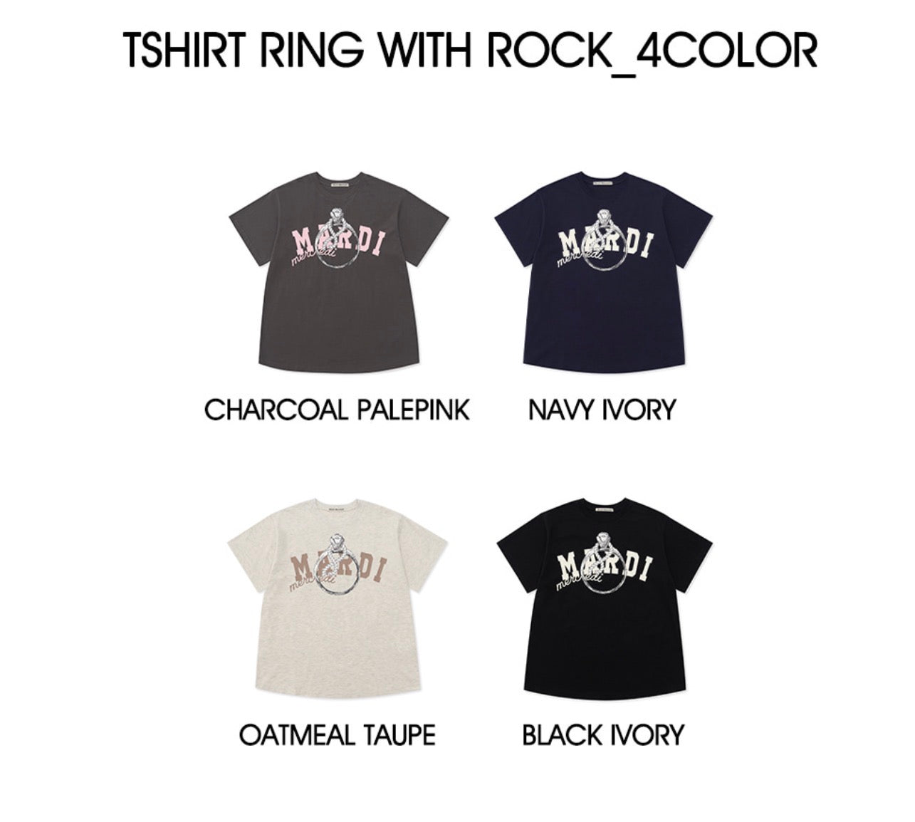 Mardi Mercredi TSHIRT RING WITH ROCK_4COLORS (Instock)