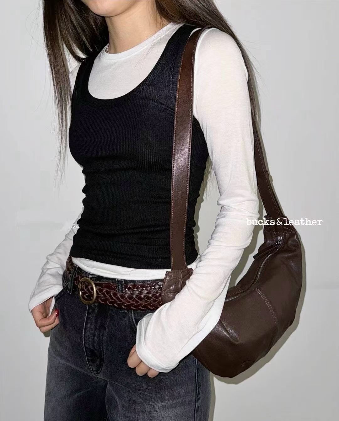 Korean APM Collection BUCKS&LEATHER Brown Leather Bag (Instock)