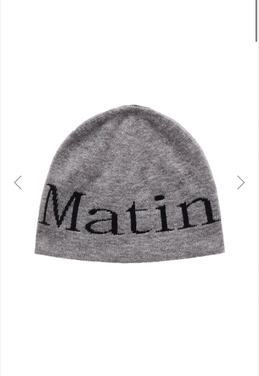 MATIN KIM LOGO JACQUARD SHORT BEANIE IN GREY (Instock)
