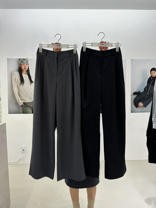 Korean APM Collection Two Colors Suit Pants - Half Elastic Designs (Instock)