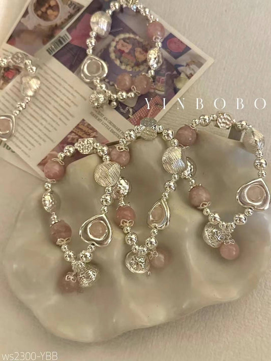 Kelly Designs Pink Crystal Silver Bracelet (Instock)