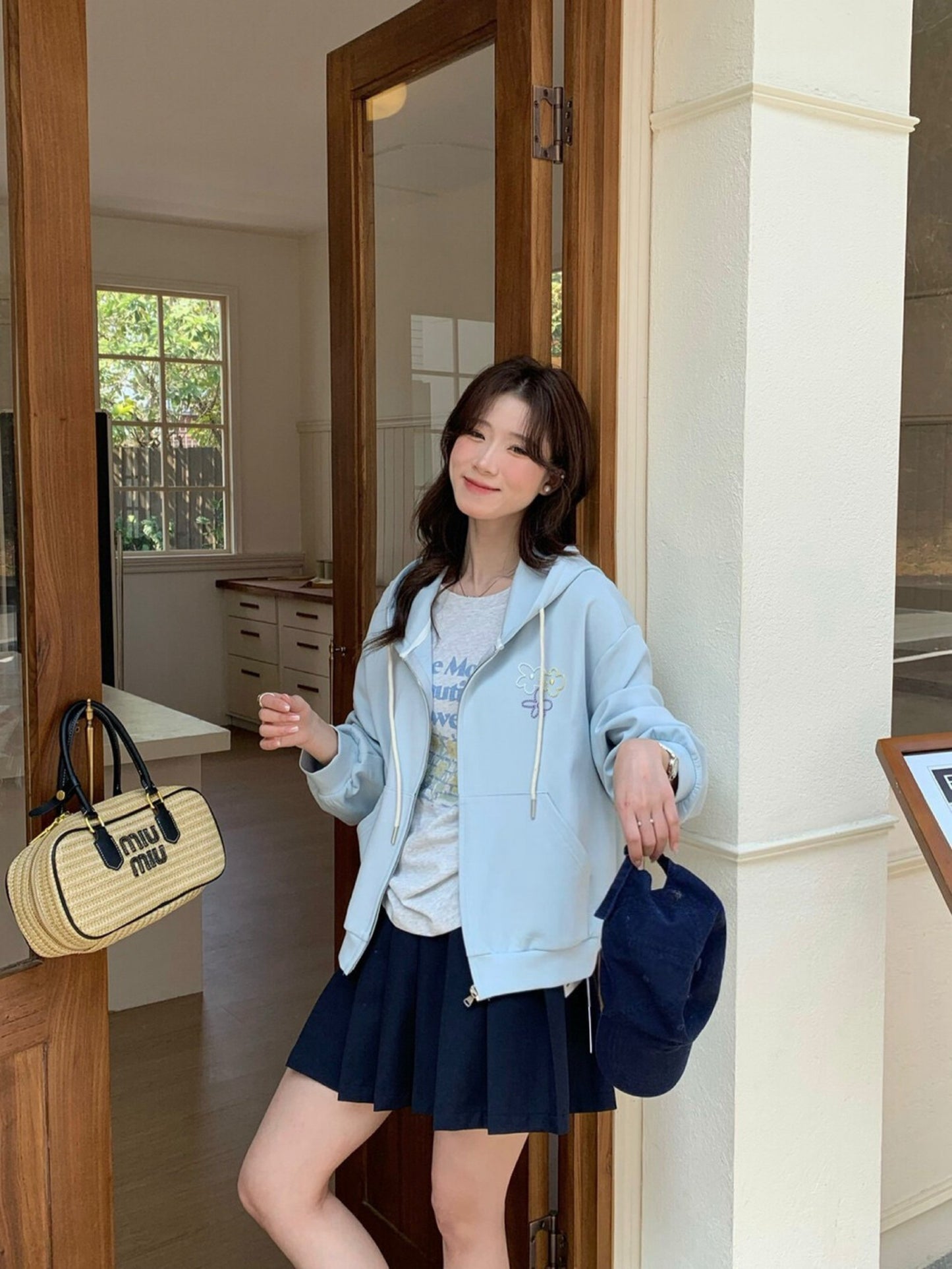 Kelly Designs Cute Embroidery Zip Hoodie – 3 Colors (Instock)