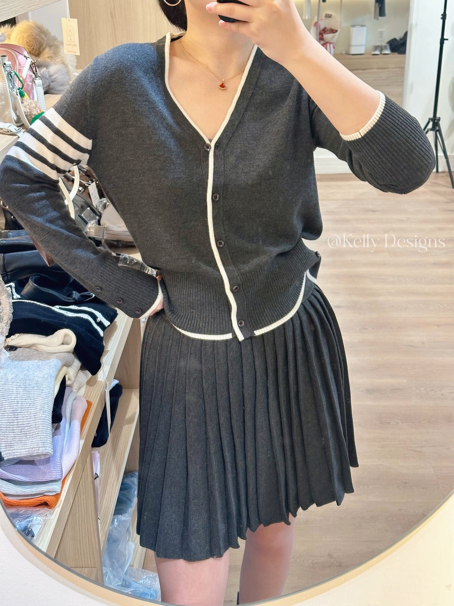 Kelly Designs Knit Cardigan & Skirt Set-3 Colors (Instock)