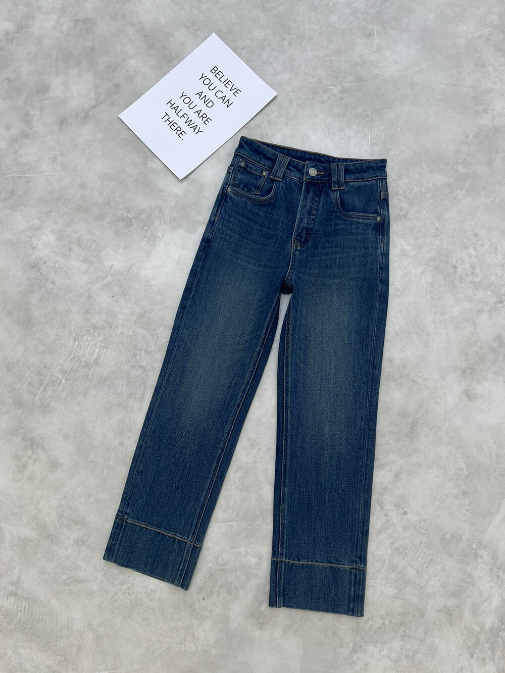 Kelly Designs Straight Denim Fleece Blue Pants(Instock)