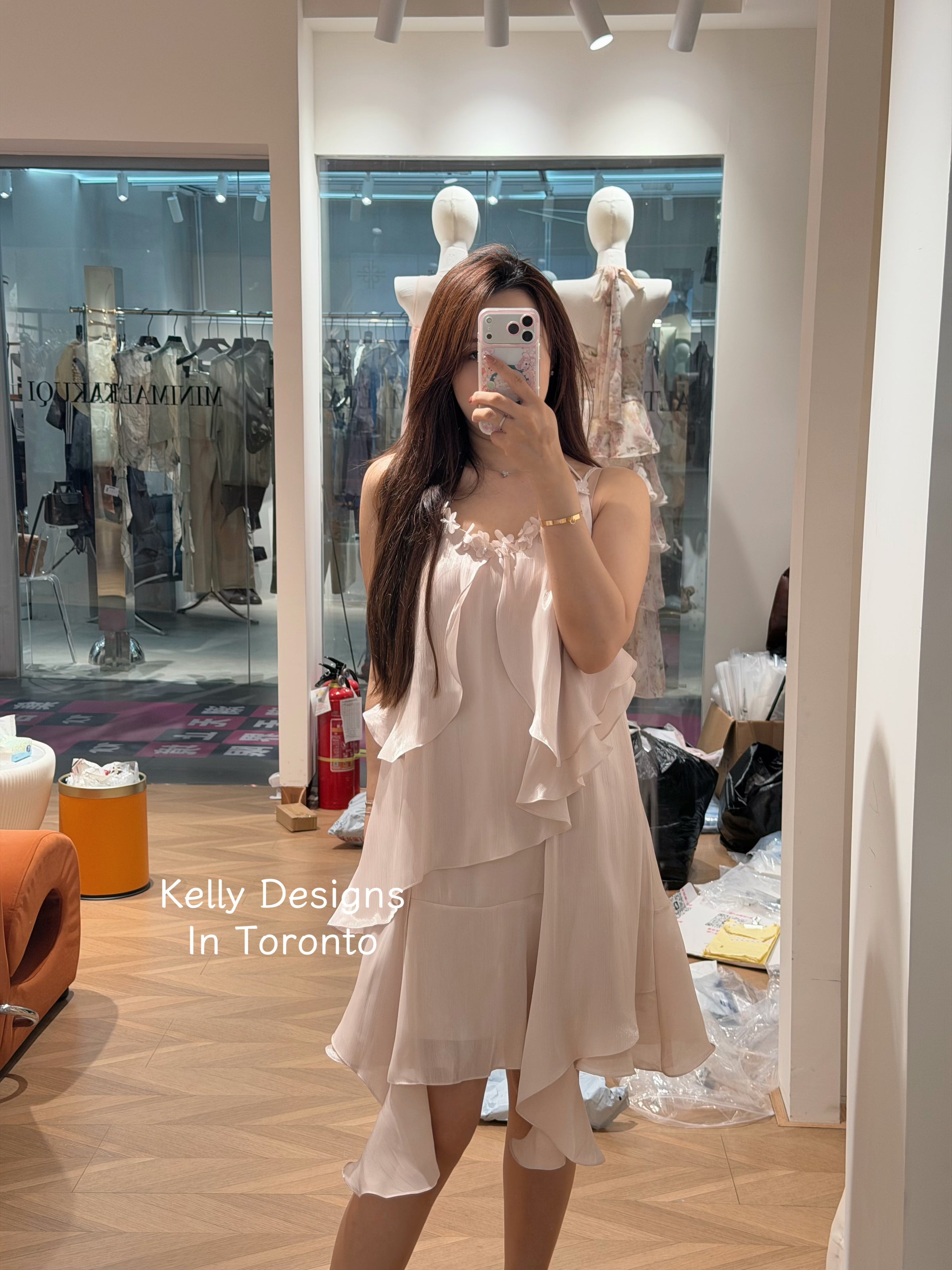 Kelly Designs U Neck Mid Pink Dress (Instock)