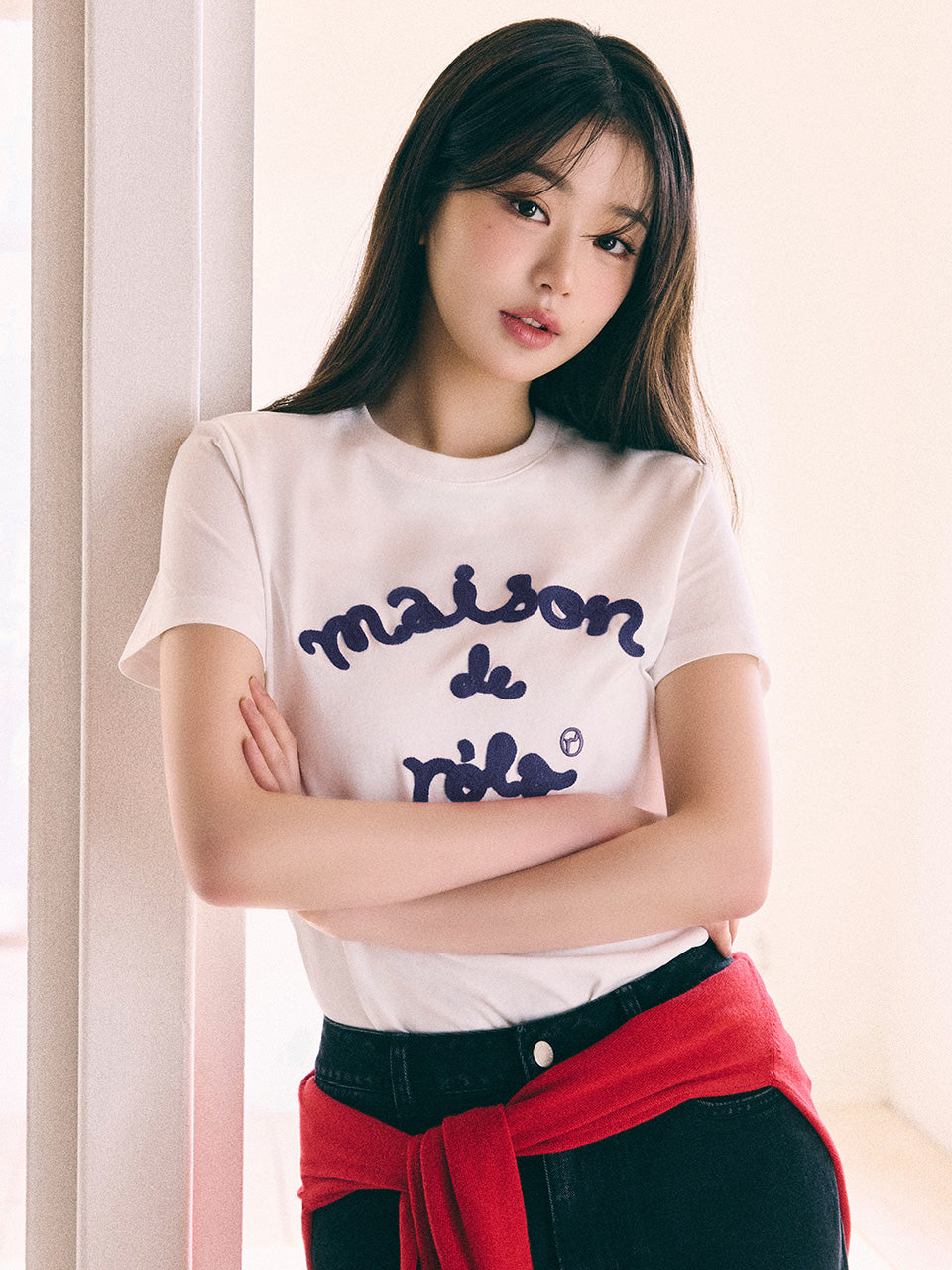 MAISON DE ROLA EMBROIDERY T-SHIRT WH+NY (Preorder)