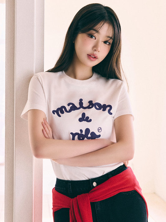 MAISON DE ROLA EMBROIDERY T-SHIRT WH+NY (Preorder)