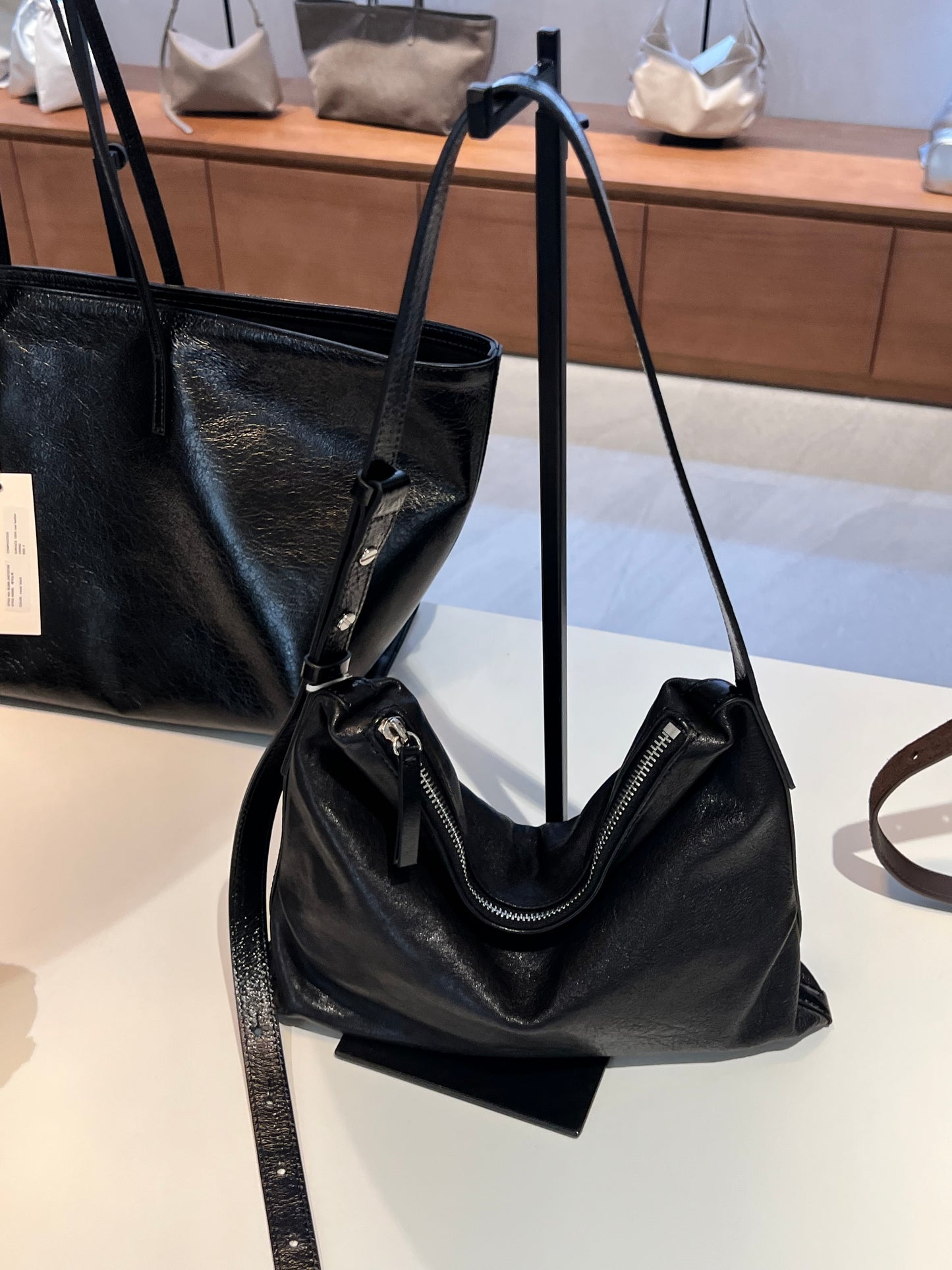 Korean APM Collection Black Leather Medium Bag (Instock)