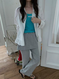 Korean APM Collection Ruffle Hem Sheer Shirt (Instock)