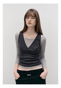Rolarola Nubasic Layered Sleevesless SET GY+CH (Instock)