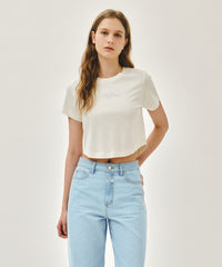 Marithe W SILVER LETTERING CROP TEE ivory (Instock)