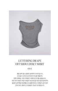 Rolarola LETTERING DRAPE OFF SHOULDER T-SHIRT GRAY (Instock)