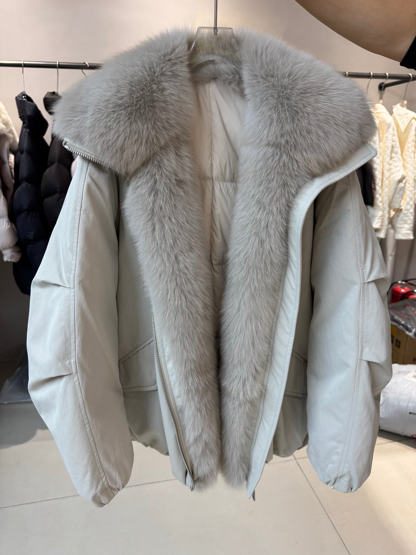 Kelly Designs Goose Down Jacket with Genuine Fox Fur Trim (Preorder)