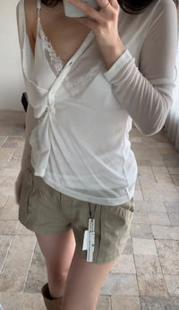 Korean Verso Henley V-neck Top (Instock)