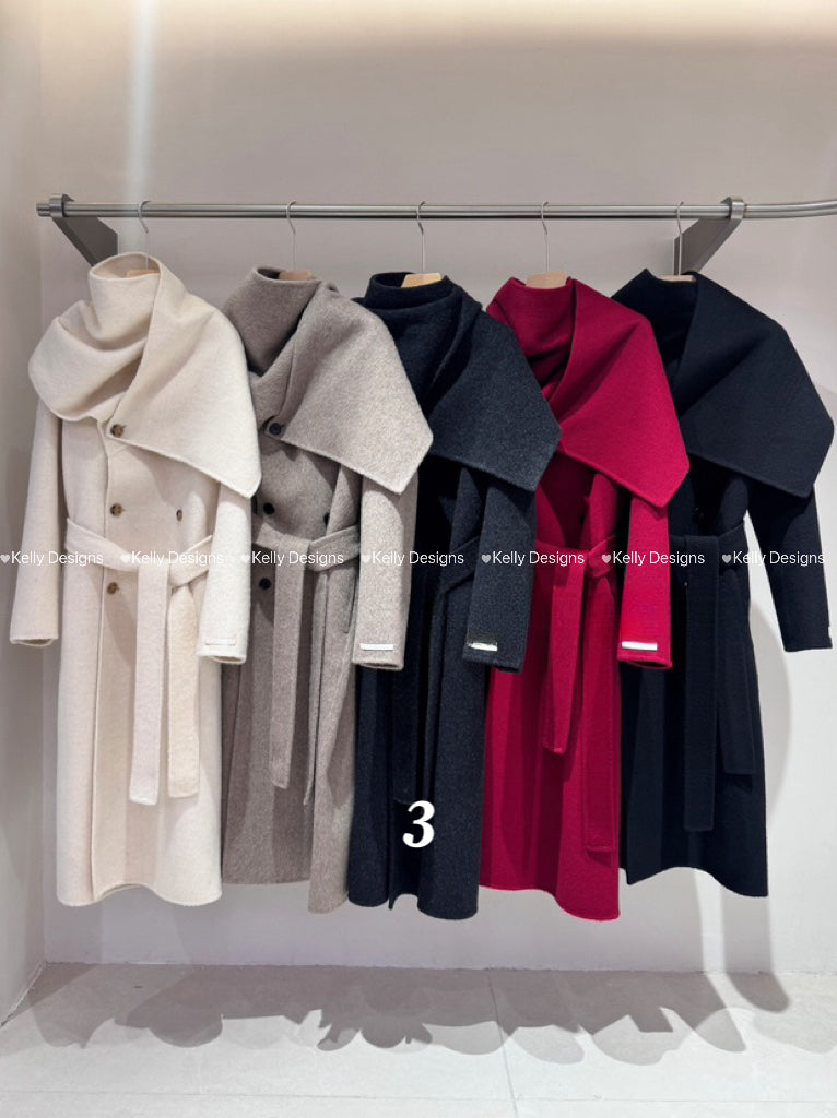 Kelly Designs Scarf Wool Coat (Instock)