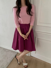 Korean APM Collection Soft Boat Neck 3/4 Sleeve Tee (Instock)