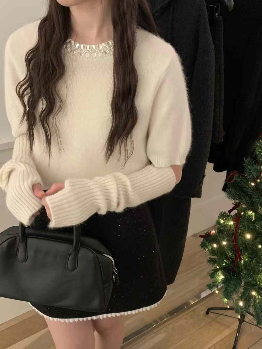 Kelly Designs Gloves and White Top Shiny Set (Instock)