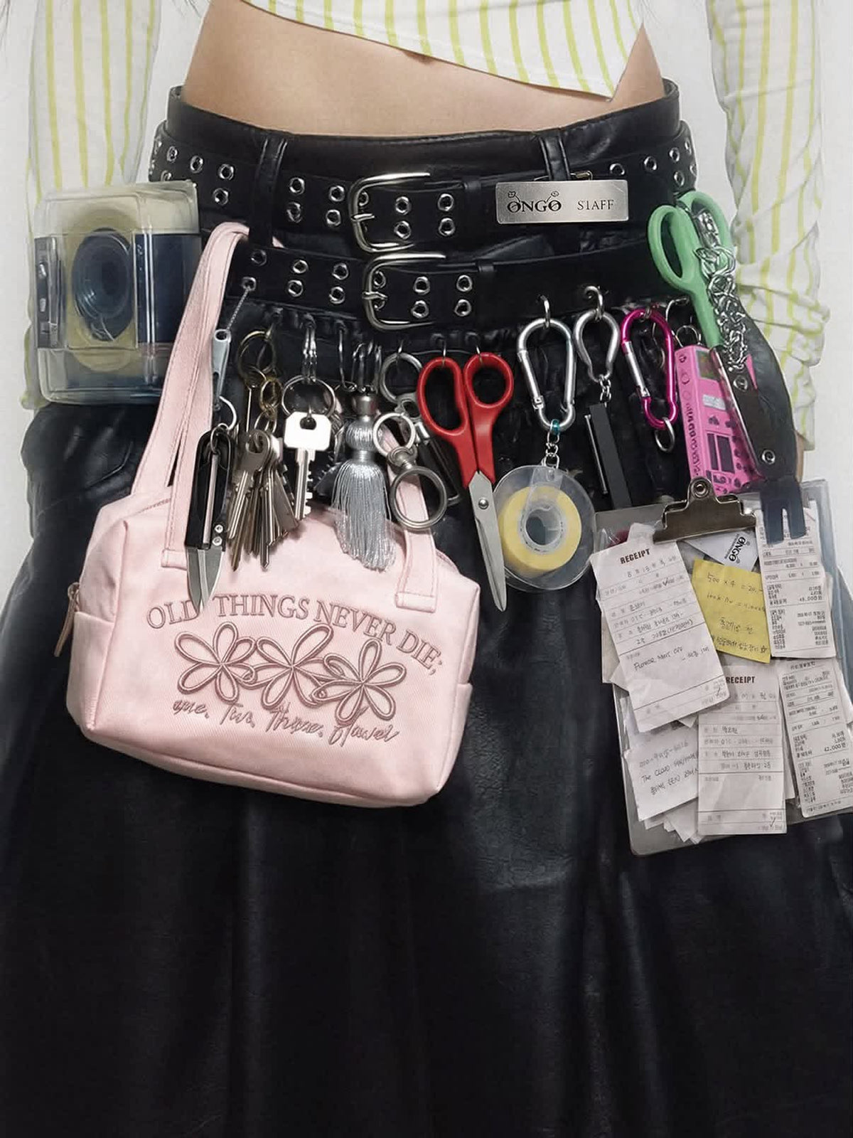 Korean Collection ONGO Flower Handle Pouch Bag - 3 Colors (Preorder)