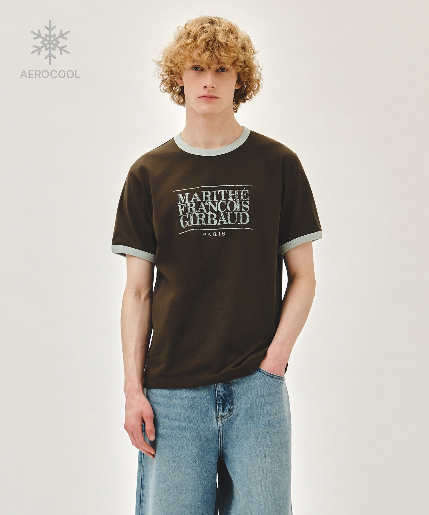 Marithe AEROCOOL CRACK CLASSIC LOGO RINGER TEE brown (Instock)