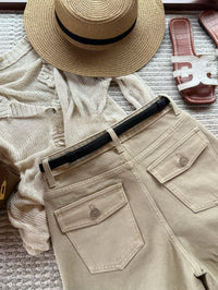 Kelly Designs Soft Denim Shorts With Belt -Khaki (Instock)