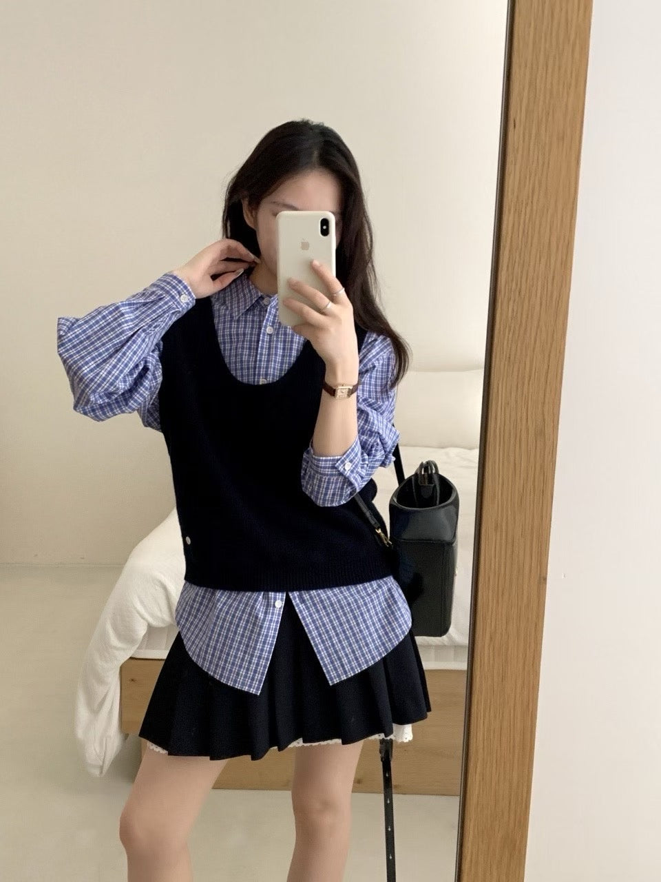 Kelly Designs Plaid Navy Shirt and Vest (Instock)