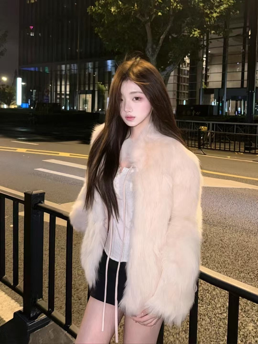 Kelly Designs Pink Fox Fur Coat with Bow Detail (Instock)