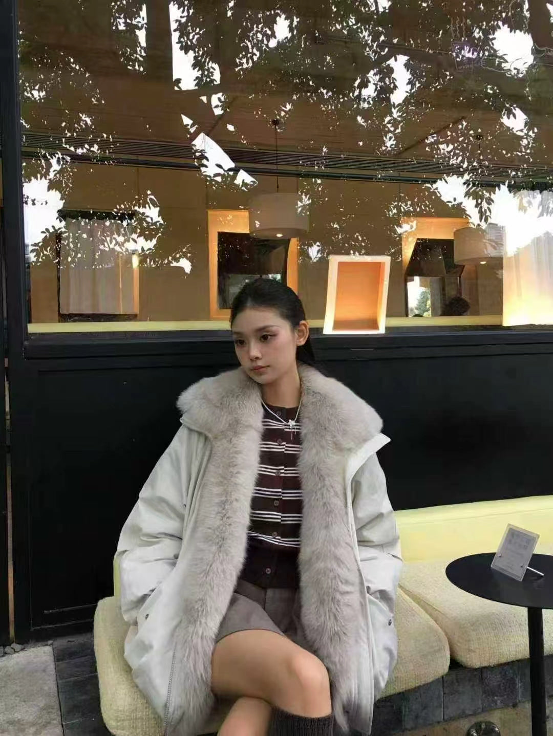 Kelly Designs Goose Down Jacket with Genuine Fox Fur Trim (Preorder)