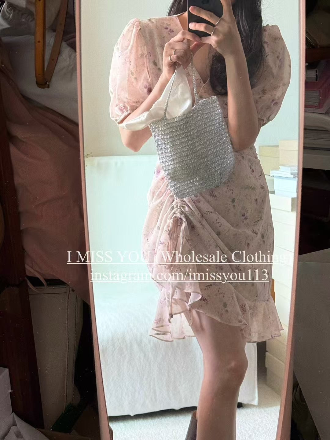 Korean APM Collection I Miss You Beige Mid Dress (Instock)