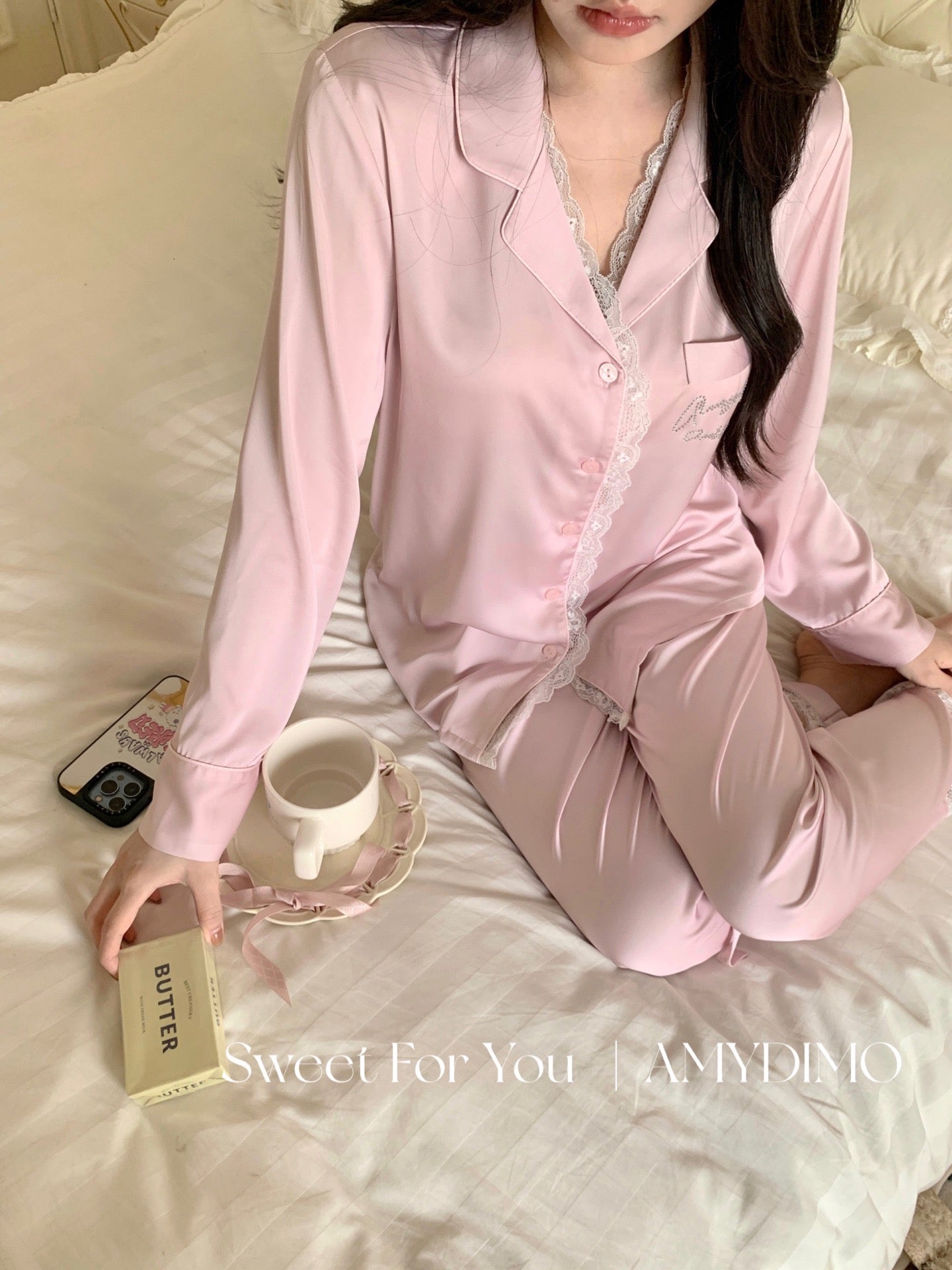 Amydimo Pink Lace Female Pajama(Preorder)
