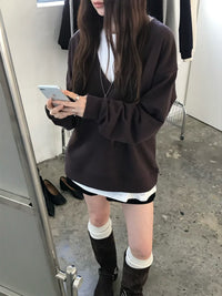 Korean APM Collection Relaxed Deep V-Neck Sweatshirt (Instock)