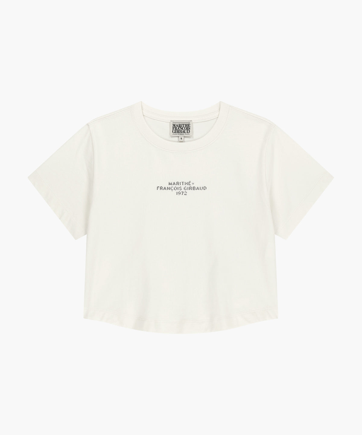 Marithe W SILVER LETTERING CROP TEE ivory (Instock)