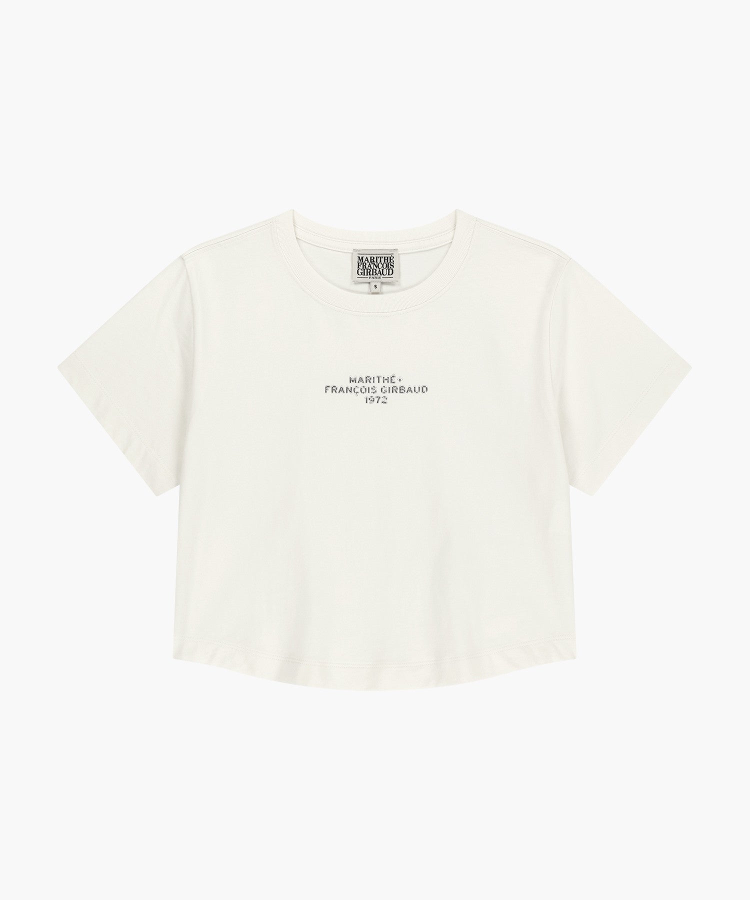 Marithe W SILVER LETTERING CROP TEE ivory (Instock)