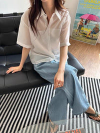 Korean APM Collection Tencel Denim Drawstring Wide-Leg Pants (Instock)