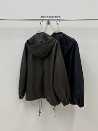 Korean Vintage Hooded Faux Leather Jacket (Instock)