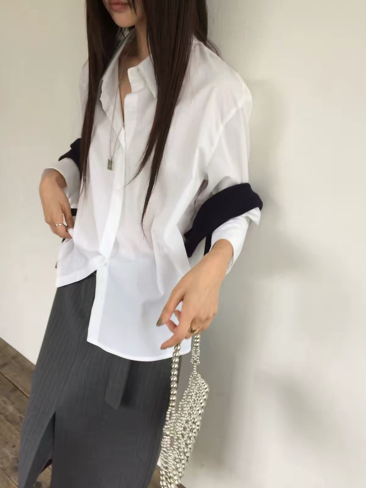 Korean APM Collection Oversized White Button-Up Shirt (Instock)