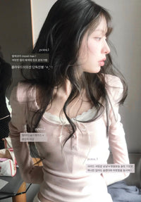 Korean Beauté Ribbon Shirring Top - Pink (Instock)