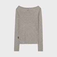 Gila Archive Lettering Sheer Wool-Blend Long Sleeve Top – Grey (Instock)