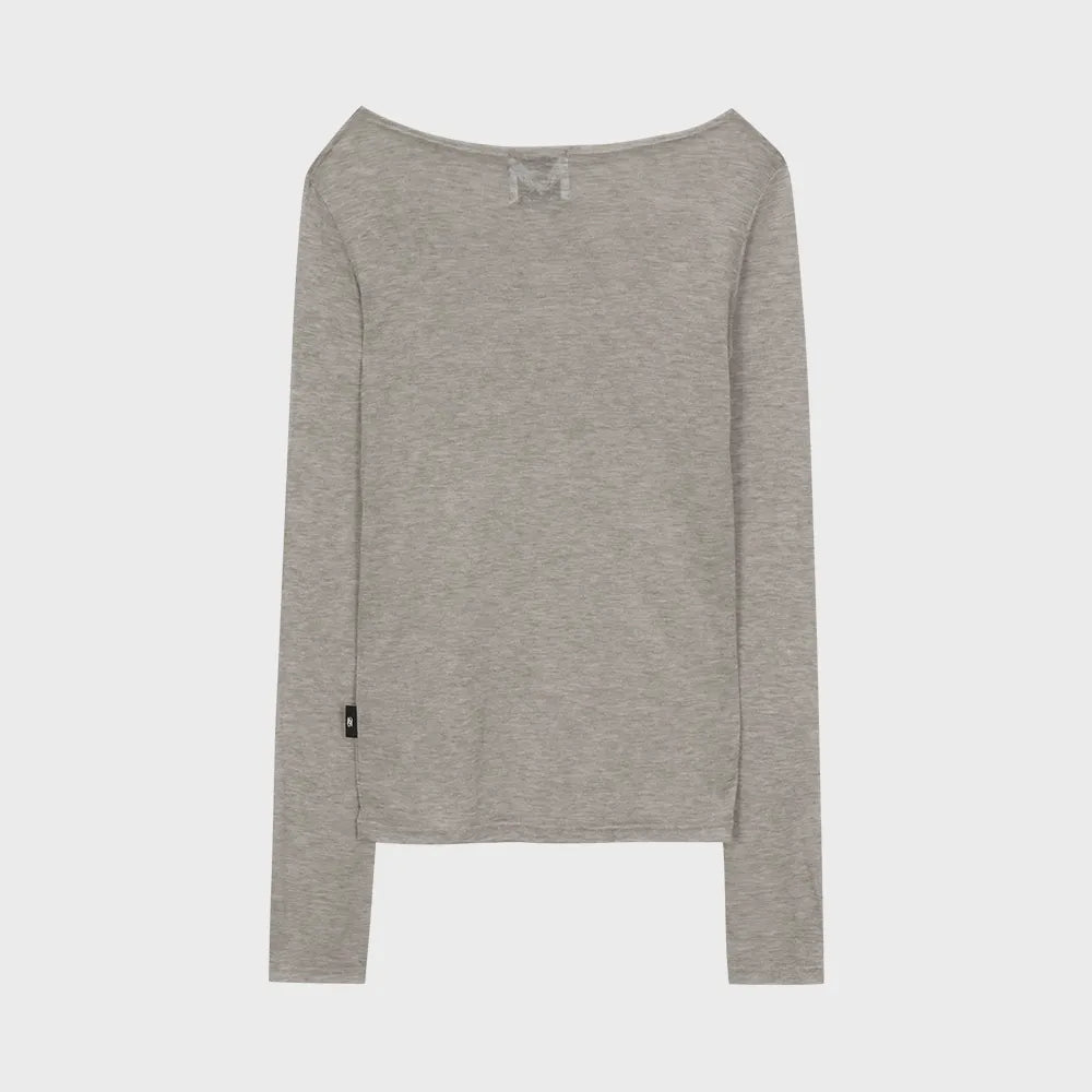 Gila Archive Lettering Sheer Wool-Blend Long Sleeve Top – Grey (Instock)