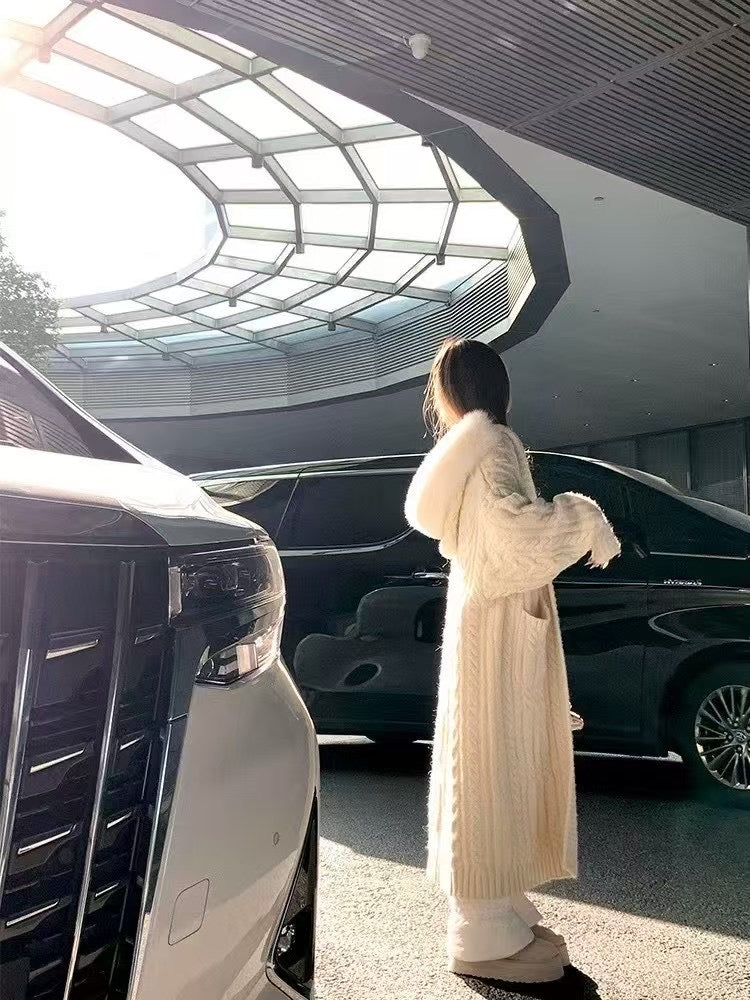 Kelly Designs Fox Fur White Long Length Cardigan（Instock)