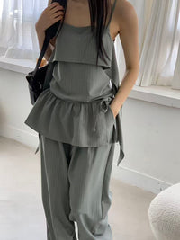 Korean APM Collection Grey Top & Pants (Instock)