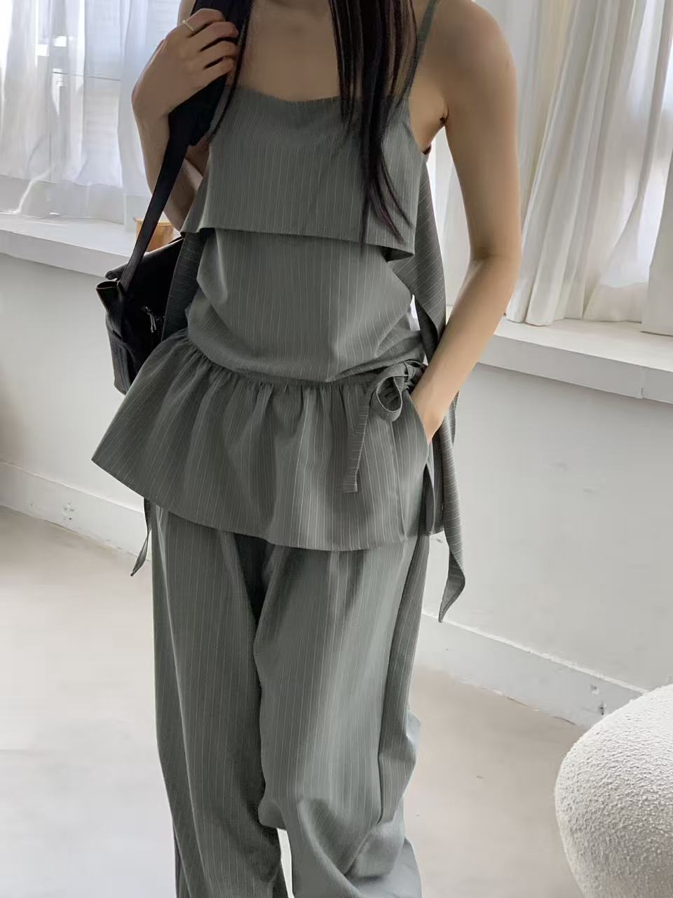 Korean APM Collection Grey Top & Pants (Instock)