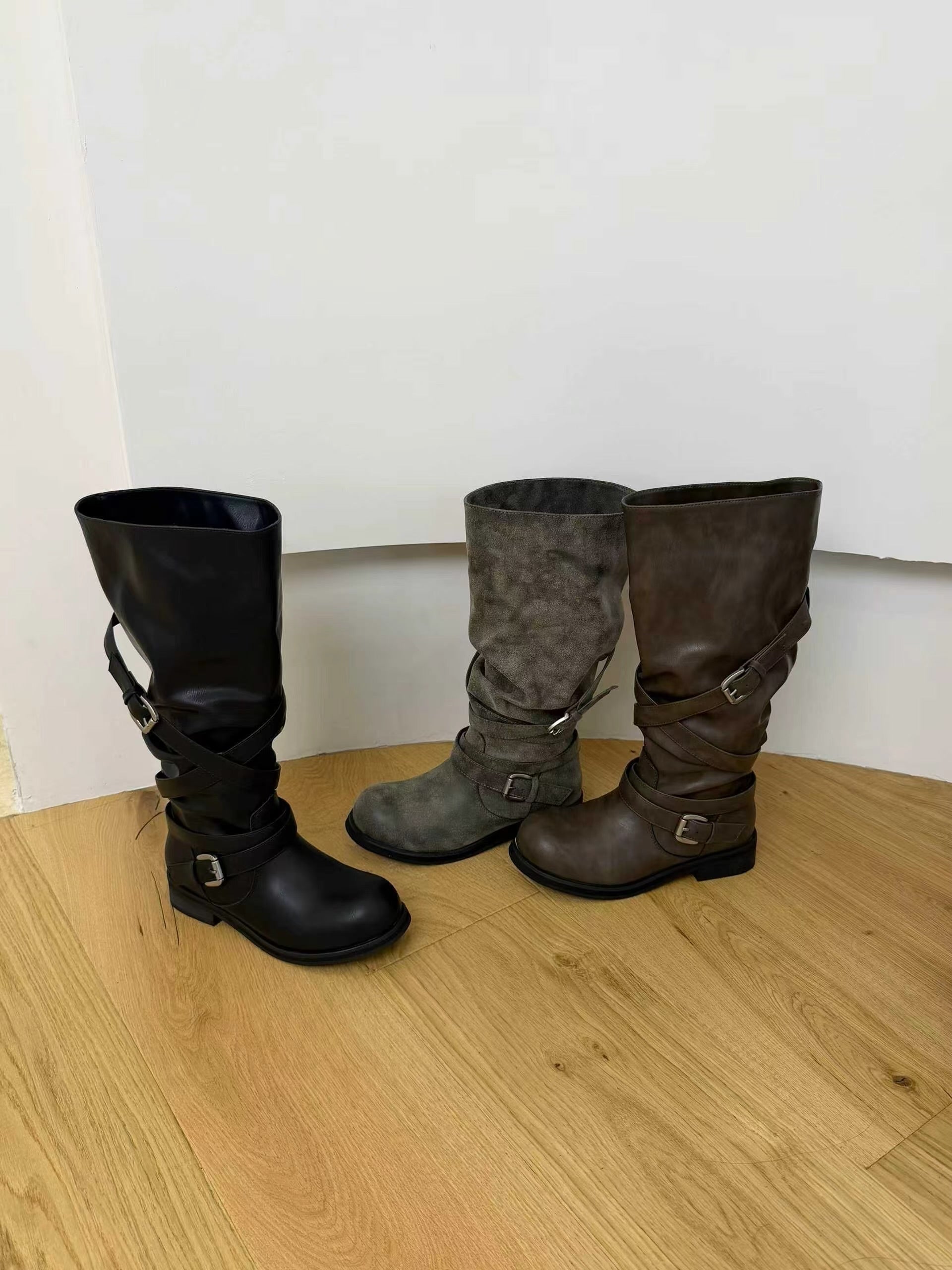 Kelly Designs Vintage Buckle Strap Mid-Calf Boots (Instock)