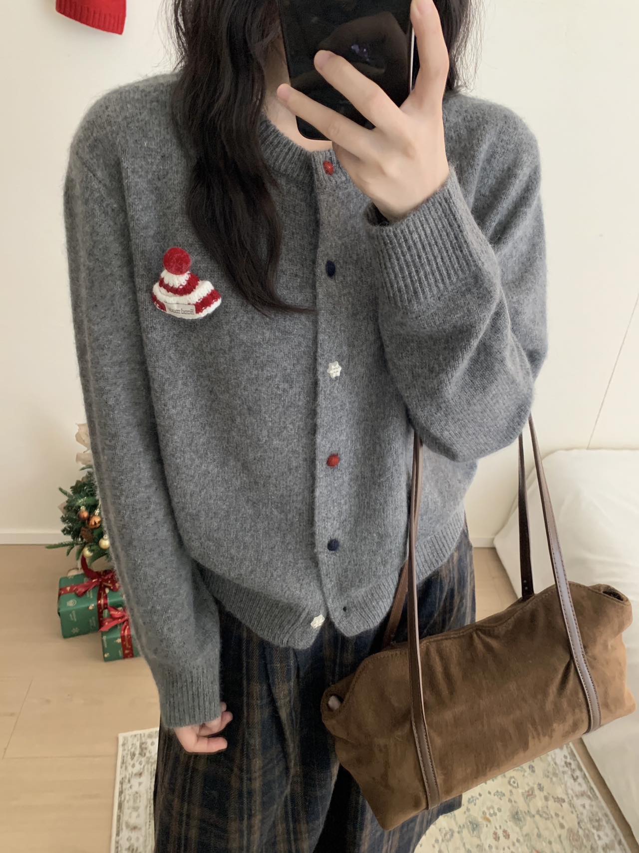 Kelly Designs Holiday Snow Hat Wool Cardigan – Limited Christmas Edition (Instock)