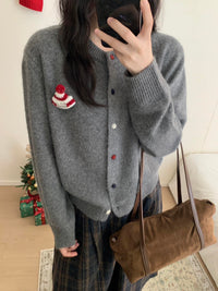 Kelly Designs Holiday Snow Hat Wool Cardigan – Limited Christmas Edition (Instock)