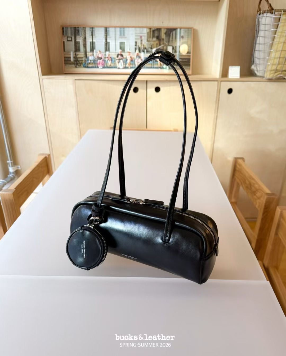 Korean APM Collection BUCKS&LEATHER Black Leather Bag (Instock)