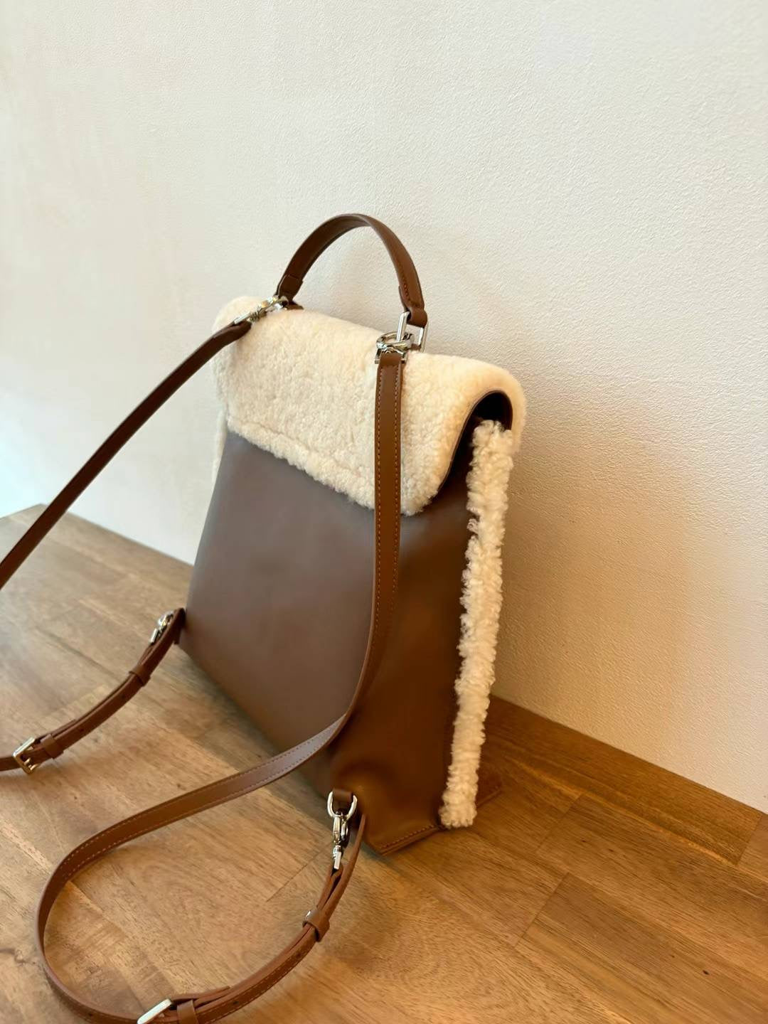 Korean APM Collection Brown Shearling Two Way Bag (Soldout)