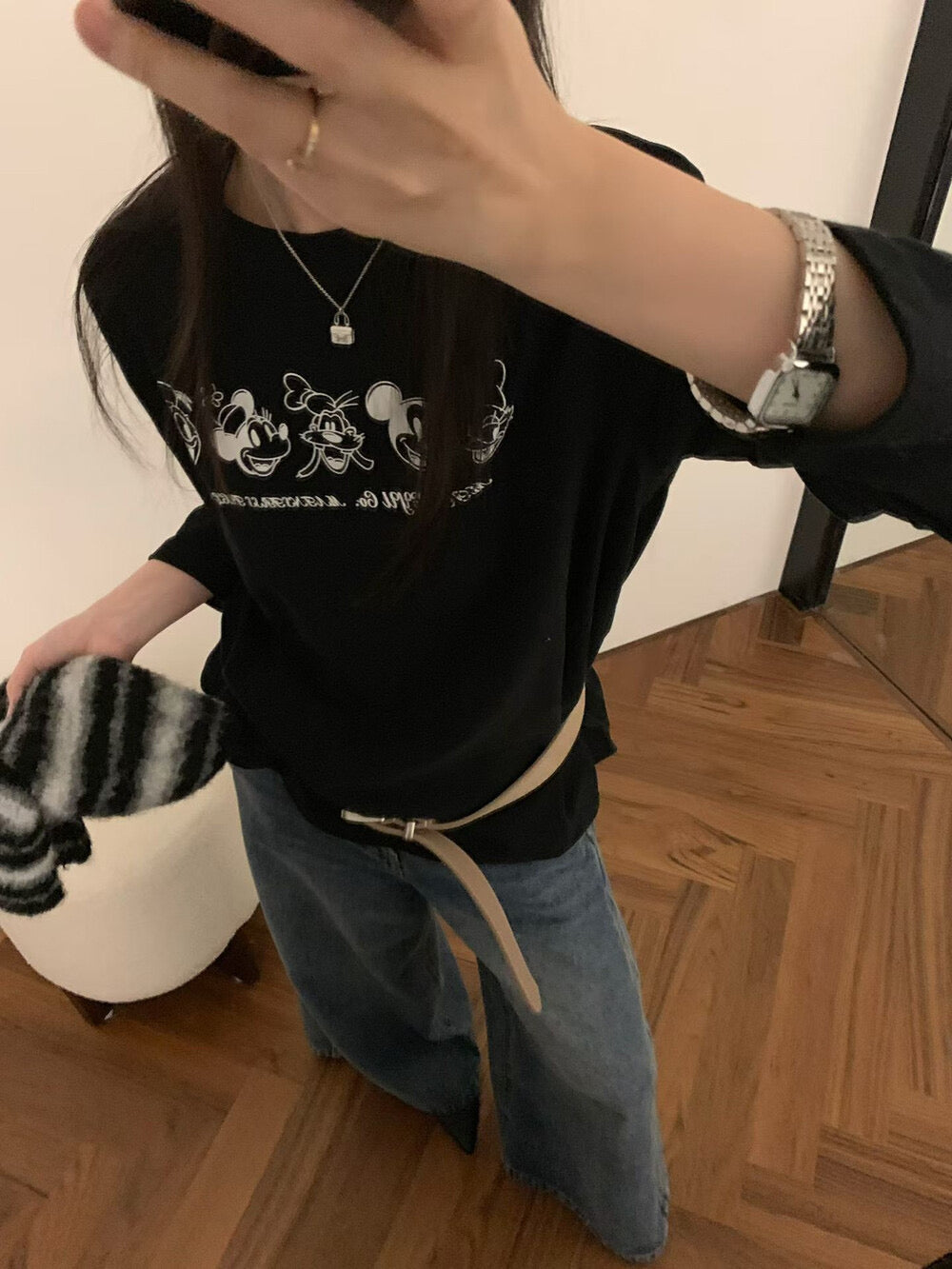 Kelly Designs Brushed Cotton Long-Sleeve Tee – Mickey Mouse Print (Instock)