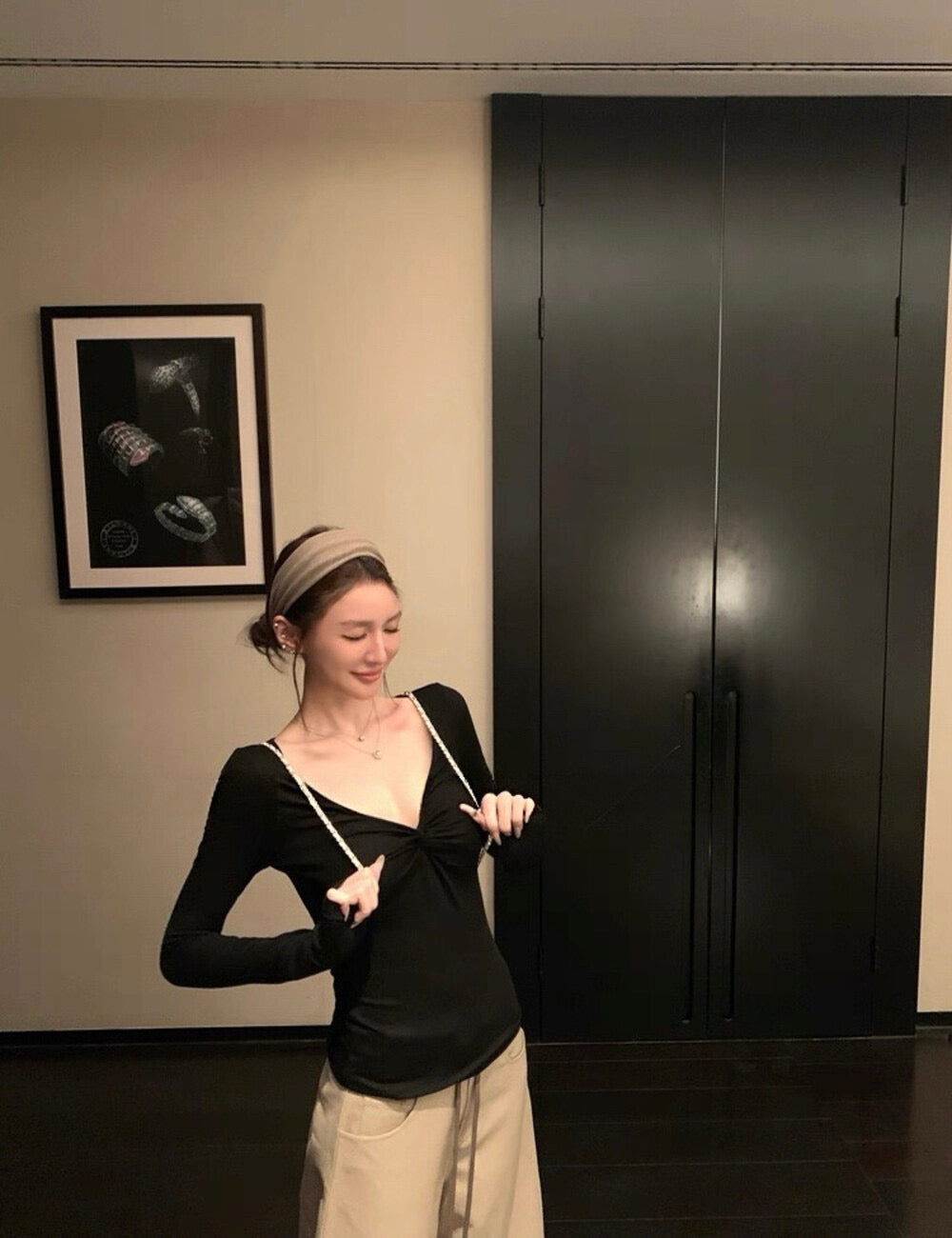 Kelly Designs Twist-Front V-Neck Slim Fit Base Top – Soft & Flattering (Instock)